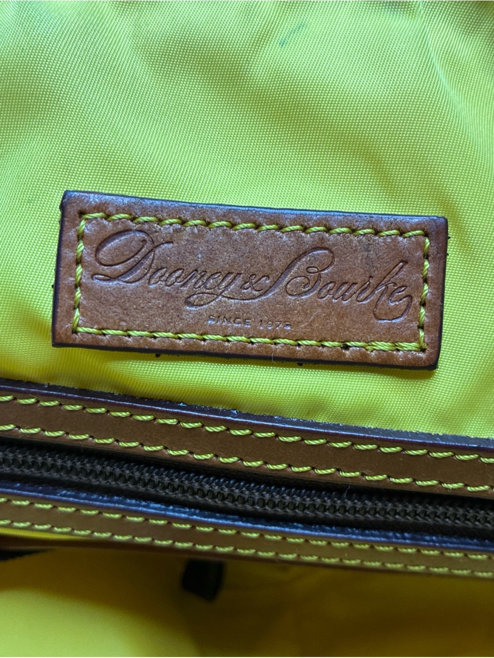Vintage Dooney & Bourke Blue Nylon&Leather Trim Crossbody Tote W/Yellow Lining - Picture 6 of 8